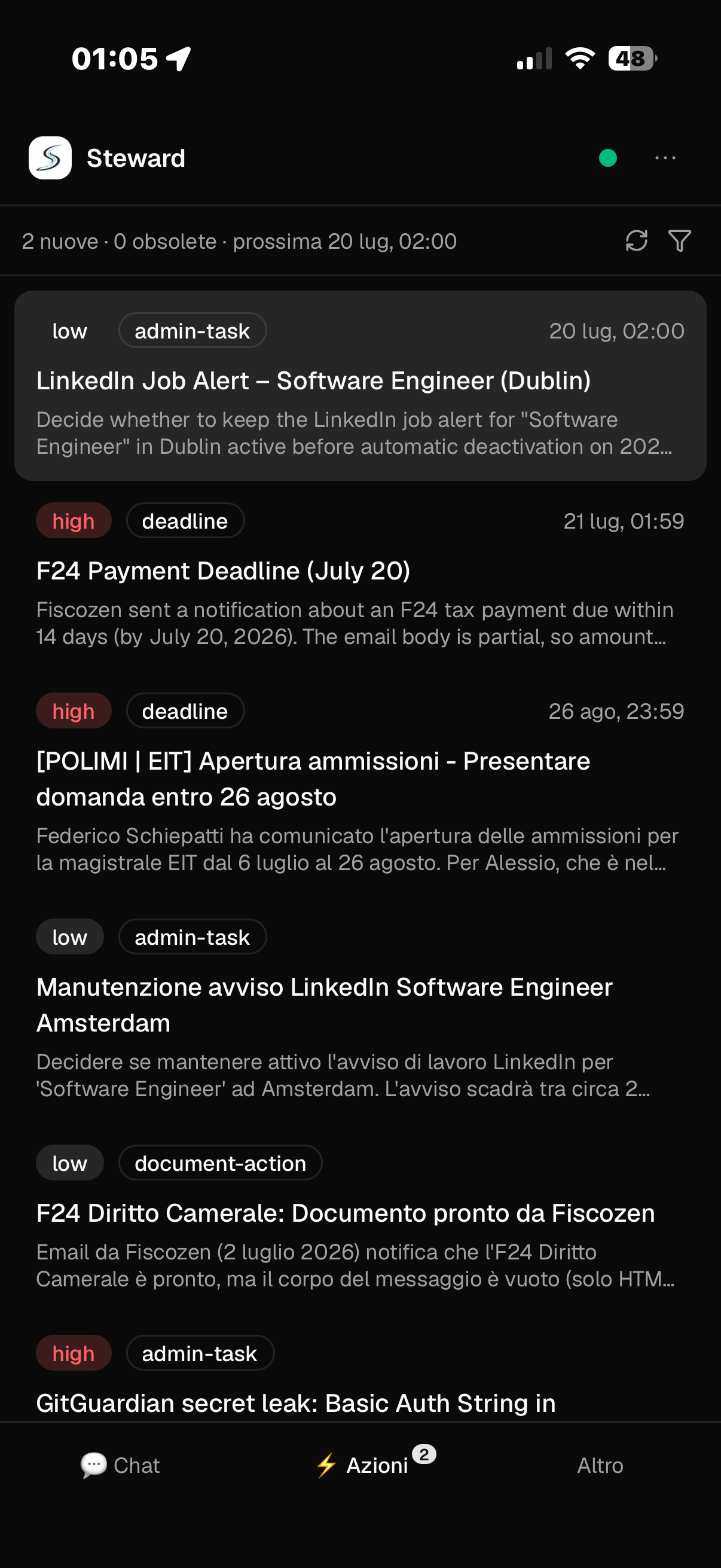 Action Center on iPhone