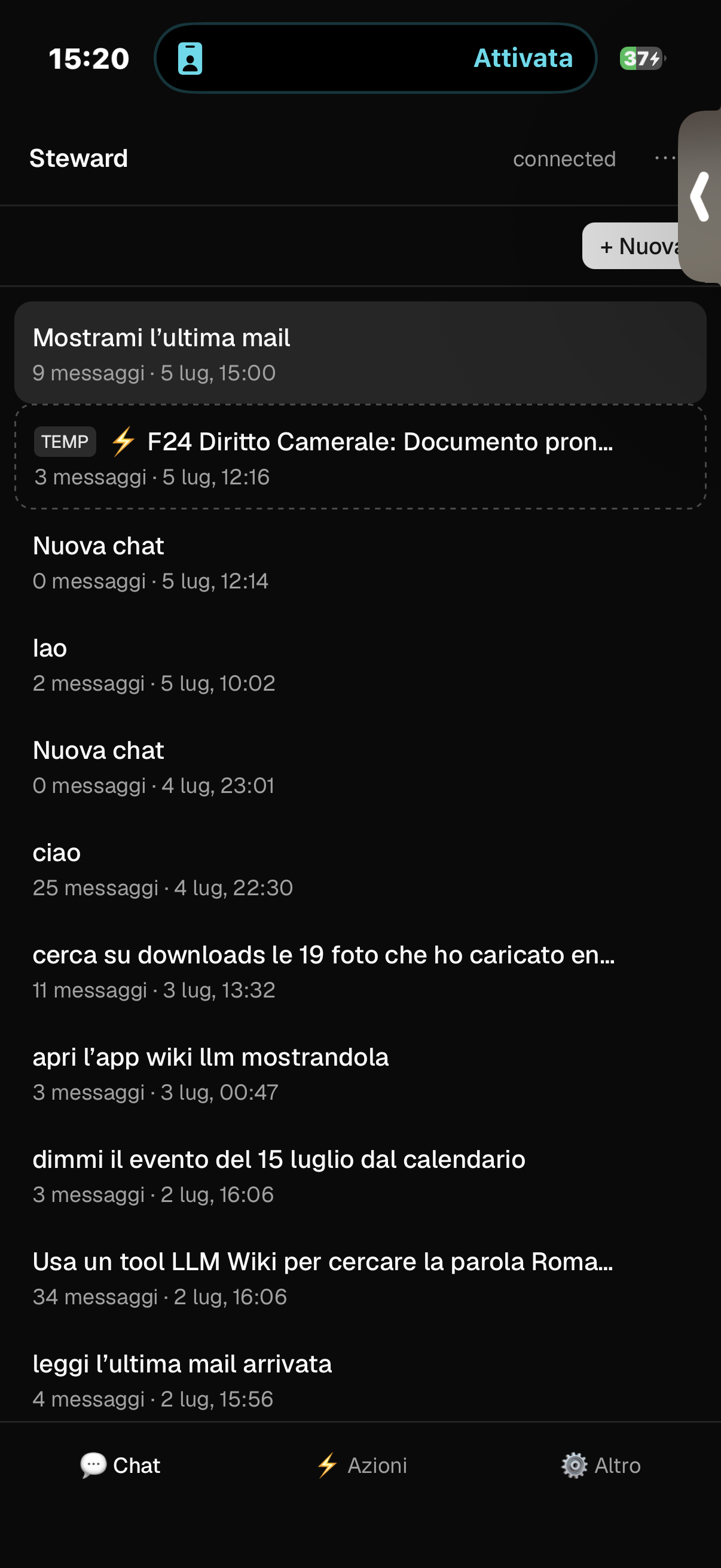 Steward chat list on iPhone